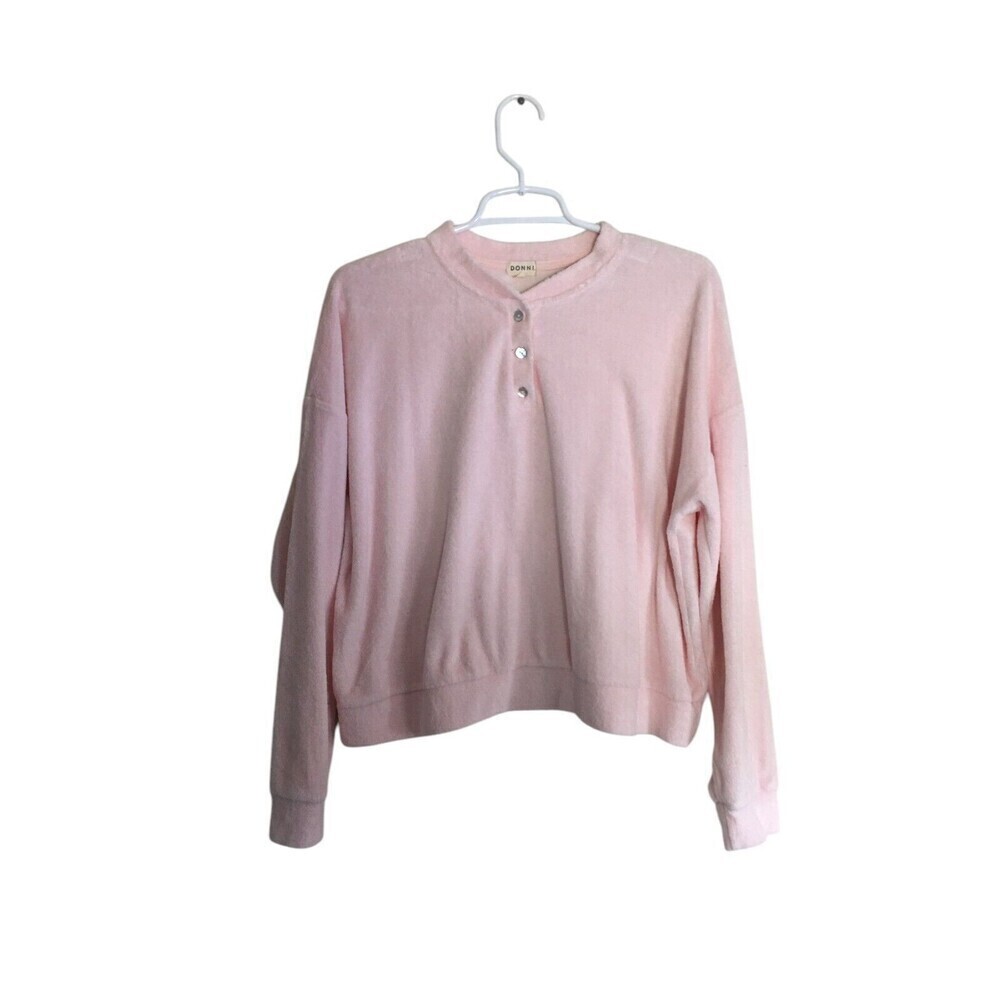 Donni Sweater Women's Size Large Pink Cotton Blend Button